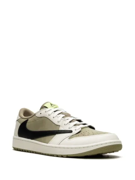Travis Scott White And Brown Air Jordan 1 Low Golf Sneakers